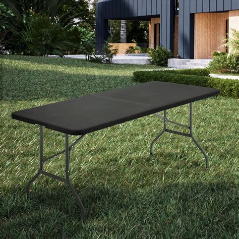 6 foot black folding table|black folding table walmart 6ft.